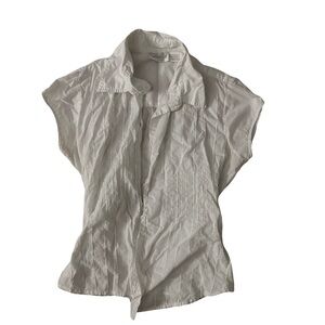 Celeste White Cap Sleeve Button-Front Top